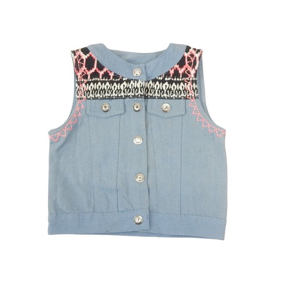 Nicole Miller Embroidered Button Up Vest Girls Size 3T - Picture 1 of 12